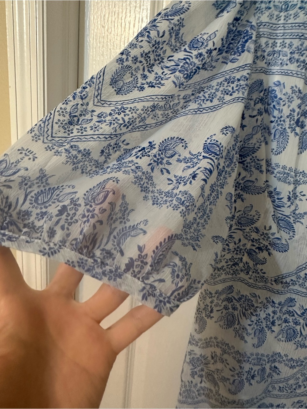 Calvin Klein Light Blue & White Floral Wrap Midi Dress - Picture 3 of 9